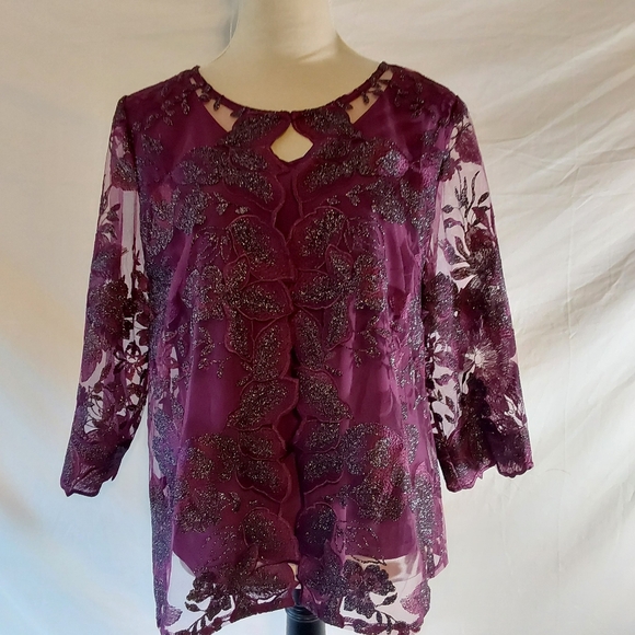 Alex Evening Petite twin set Top Blouse Large PWith Matching Pants Petite Large - Picture 2 of 12